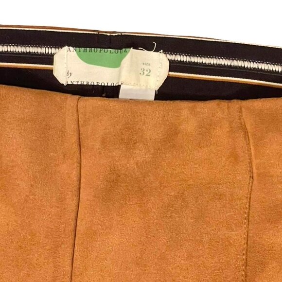 Anthropologie Faux Suede High-Waist Pants in Camel (Size 32) - Picture 4 of 6